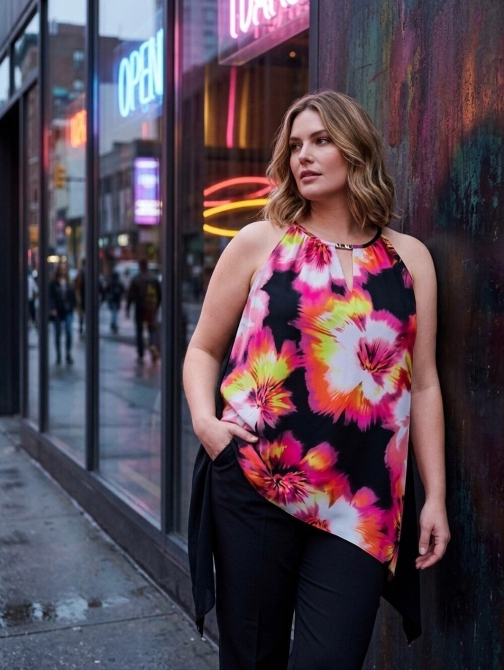 WORTHINGTON HIGH LOW WATERCOLOR TUNIC SZ 3X